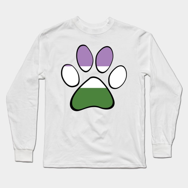 Genderqueer Pride Paw Long Sleeve T-Shirt by HyperOtterDesigns